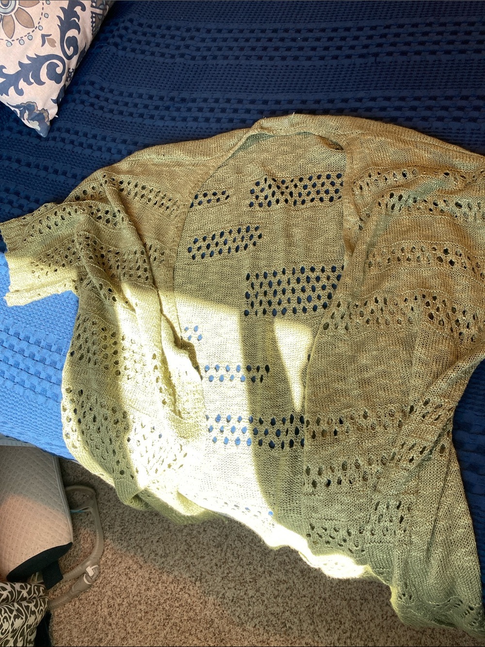 zeagoo Olive Green Openwork Knit Cardigan